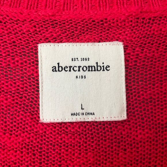 Abercrombie kids pink/red soft cardigan sweater - Picture 2 of 5